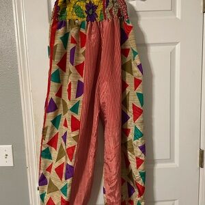 EARTHBOUND Casual Red and Green Harem Pants